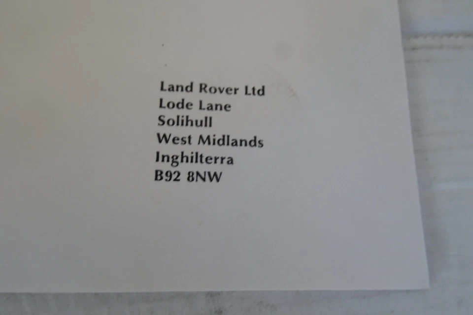 Land Rover 90 e 110 Ninety supplemento al libretto di istruzioni anno 1986/87 - Immagine 4 di 4