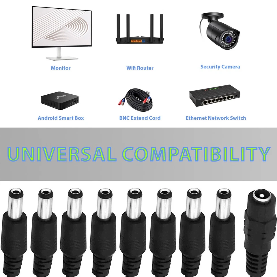 1:4/1:5/1:8 Universal DC Power Splitter Cable Cord 5.5x2.1mm 12V Multi Adapt - Image 3 of 4