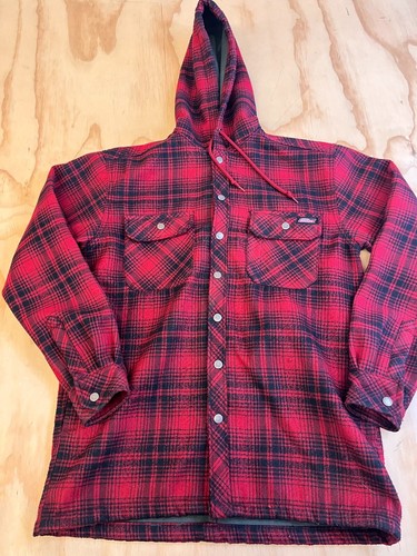 RED PLAID FLEECE LINED HOODED JACKET | eBay
