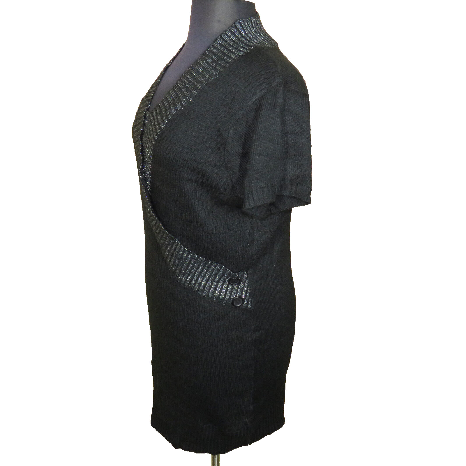 Extra Touch Black Silver Metallic Soft Sweater Kn… - image 4