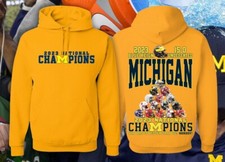MICHIGAN WOLVERINES NATIONAL CHAMPIONS GOLD PULLOVER HOODIE SMALL LAST ONE