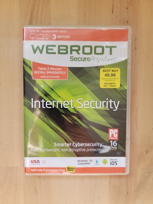 Webroot Secure Anywhere (PC, MAC, & MOBILE) Internet Security, New