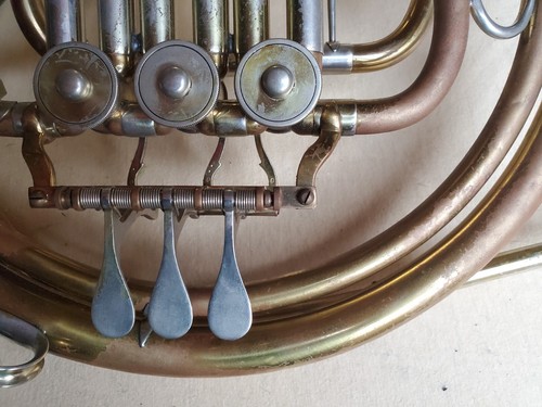 Nice old rotary French horn by "Weltklang" with additional slide - Picture 5 of 10
