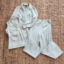 Vtg 70s Set Pant Suit Matching Poly, Pastel Mint Green, Dabney Lane Size M/L