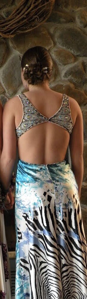 Xcite Strapless Blue Splatter Zebra Print Prom Dr… - image 10