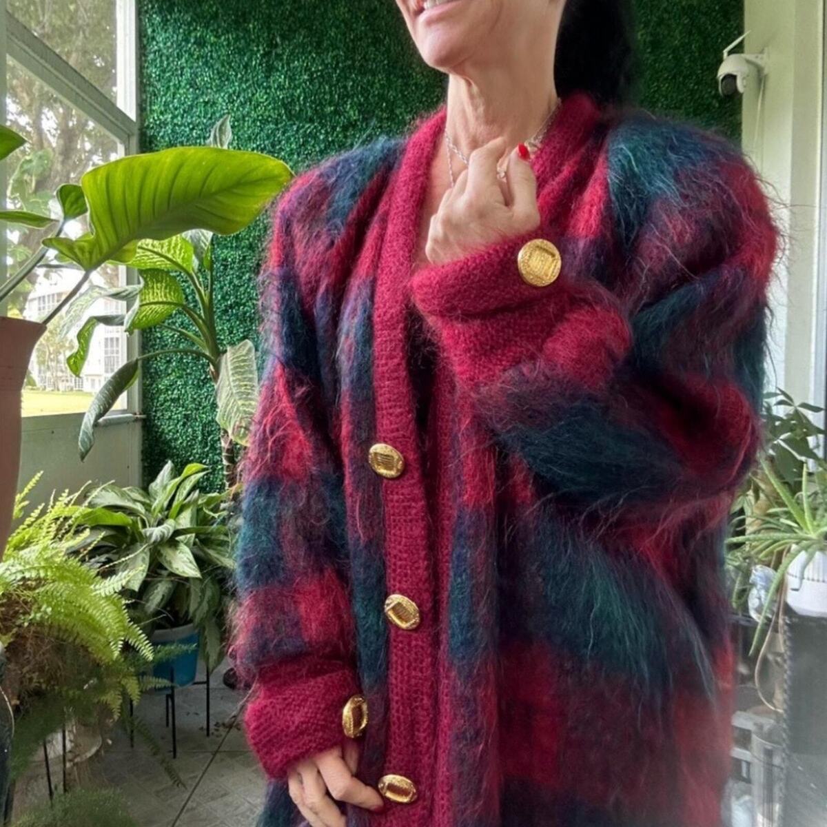 Vintage Mohair Cardigan Chunky Geometric Confetti Color Vintage Mohair Cardigan Chunky Geometric Confetti Color