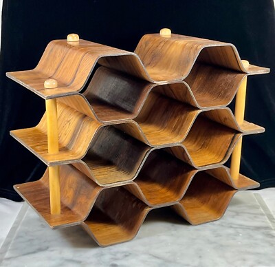 Vintage Rosewood & Beech Bentwood Wine Rack Torsten Johansson MCM