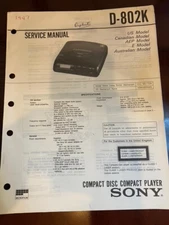 SONY D-802K D802K Service Manual FROM THE USA **ORIGINAL** 1447 4940B