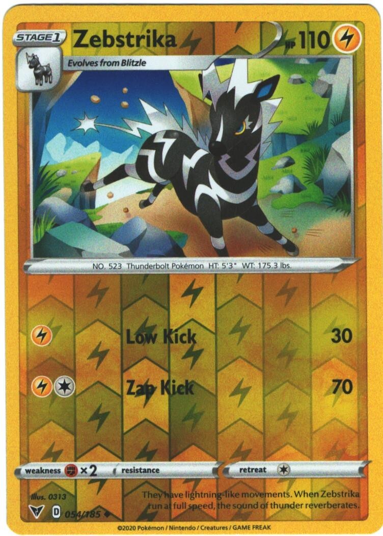 Zebstrika 54/185 Vivid Voltage Reverse Holo Uncommon Pokemon Card Pokémon TCG