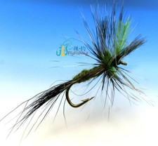 Adams Dry Premium Fly Fishing Flies - One Dozen  dark green 10# W/ Free Box 