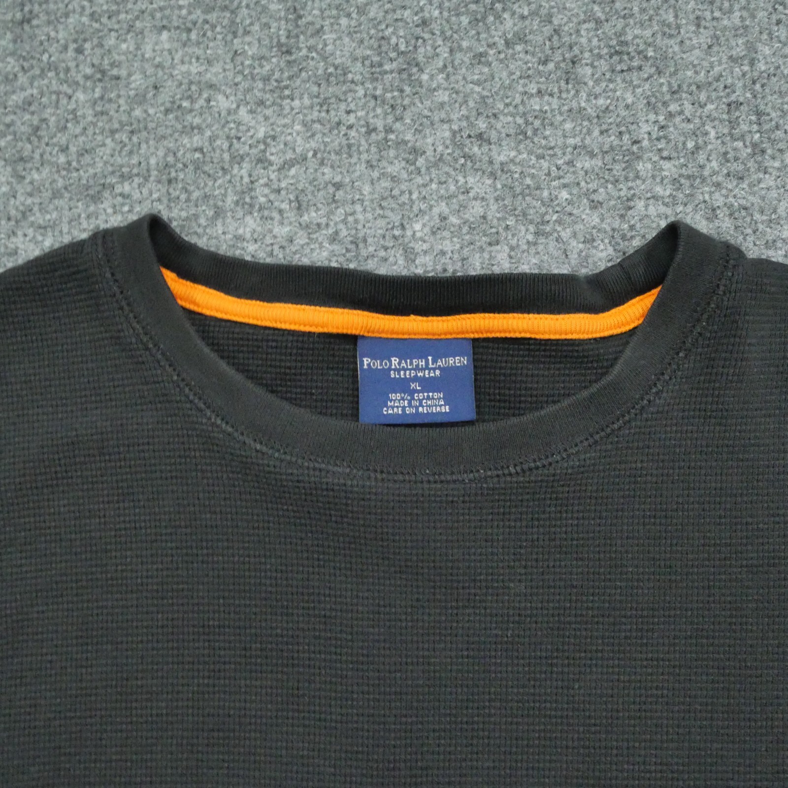 Ralph Lauren Camicia Adulto XL Nero Termico Arancione Piccolo Pony Pigiama Uomo Polo