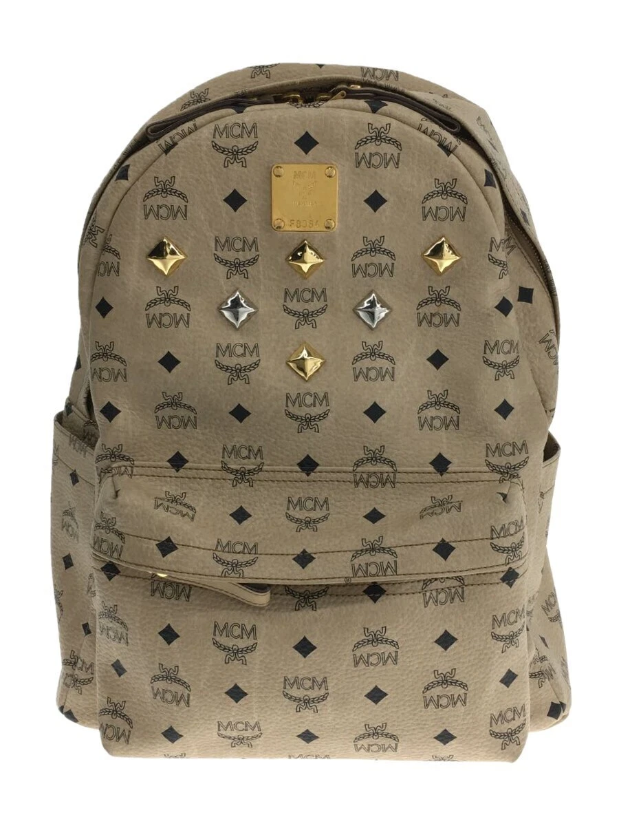 MCM Backpack Visetos Pattern Studs Leather Beige Ladies eBay