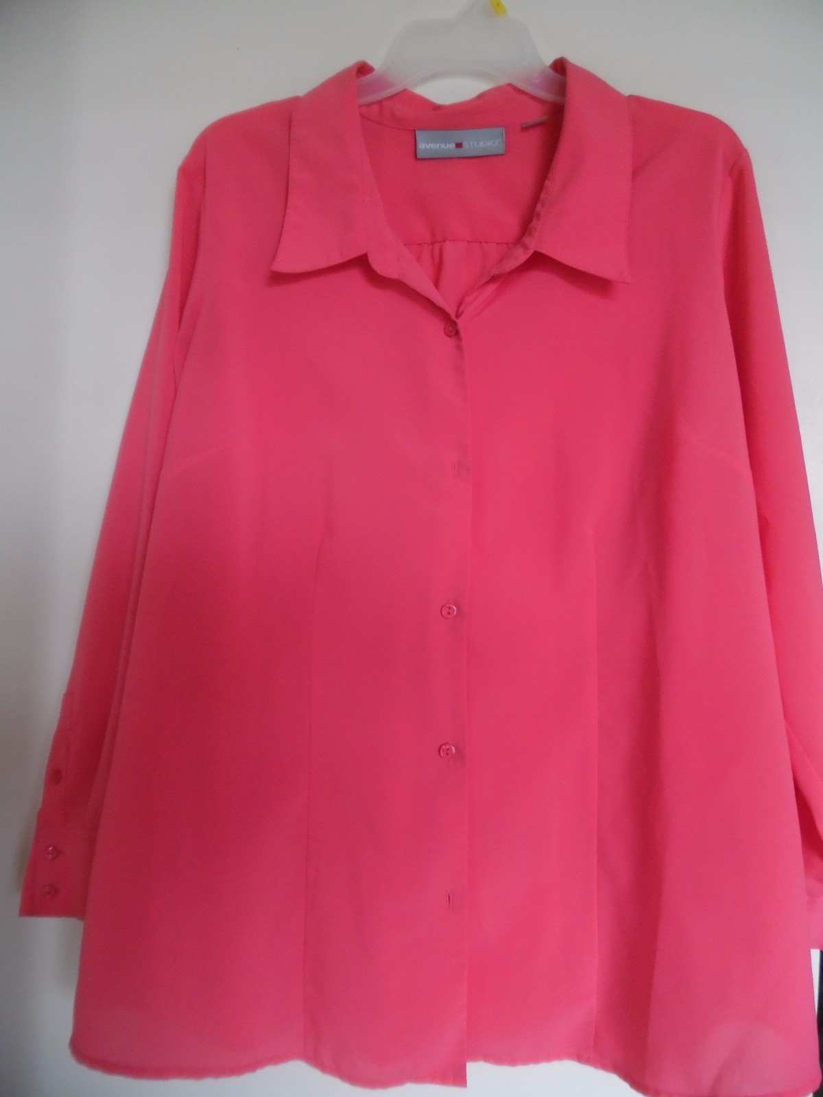 Avenue Studio Pink Blouse Button-Front Shirt Top 14/16 Long Sleeve