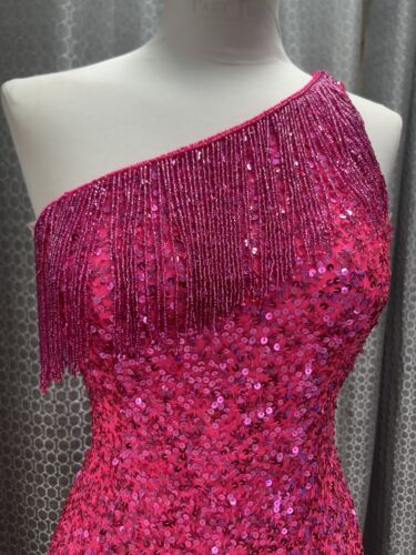 Prom Dress Size 4 Rachel Allan Hot Pink Sequin BNWT - Picture 5 of 20
