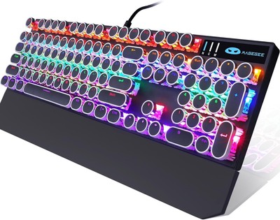 Typewriter Style Mechanical Gaming Keyboard Black Retro Punk Gaming Keyboard ...