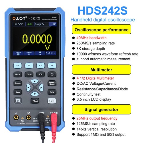 OWON HDS200 Series Handheld Digital Oscilloscope 2CH+1CH Waveform Generator USB - Picture 7 of 37
