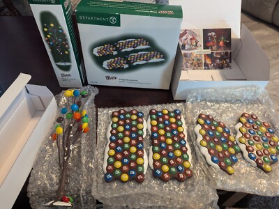 M&M'S DEPT 56 M&M VILLAGE  ONE TREE , ONE BOX OF ROAD MINT  CONDITION  PRE-OWNED