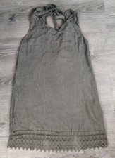 Rosemarine 100% Green Linen Dress Women’s Size S Sleeveless Tie Neck Italy