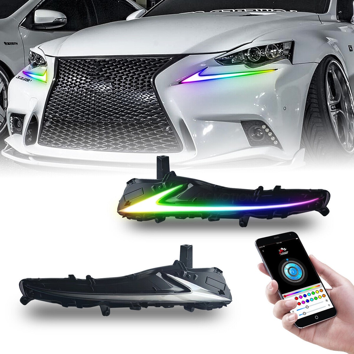 2PCS LED RGB DRL for 2013-2016 Lexus IS200T IS300 IS250 IS350 ISF