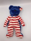 2002 Ty Beanie Buddies LIBERTY with BLUE Head- the 14" Stars & Stripes Bear New — photo 8