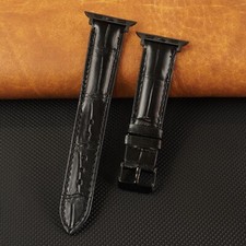42/44/45/49mm Black Crocodile Leather Apple Watch Strap Series 8 7 6 5 4 3 2 1