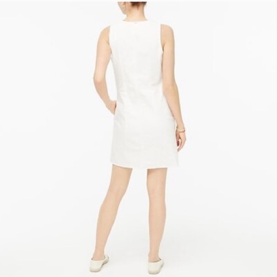 j crew white denim shift dress J Crew NEW Womens Size 0 Ivory White Denim Shift Dress Sleeveless g5594  Fringe H