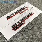 BITURBO 4MATIC Emblem Fender Badge Decal Red Black For 2017-2023 C43 C63 E43 E63