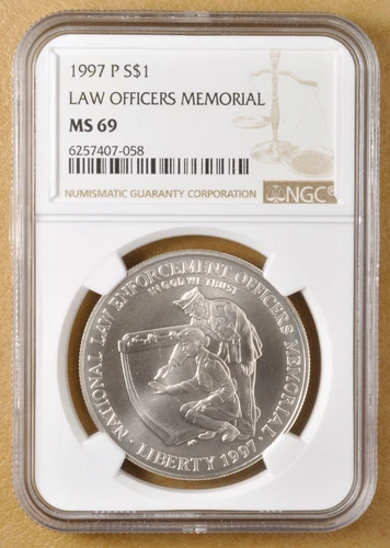 1997 P Law Officers Memorial Commemorative Silver Dollar NGC MS69