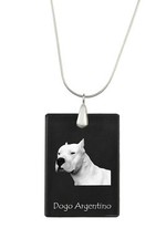 Argentinian Dog, Dogo Argentino - Crystal Pendant With Dog, Silver Necklace
