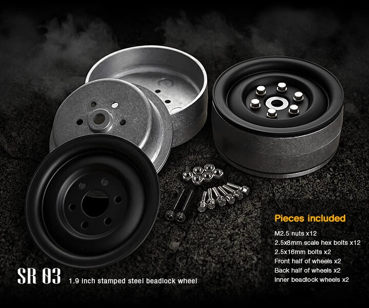 Rodas Beadlock Gmade 1.9 "SR03 preto fosco 2 peças para pneu tamanho 1.9 polegadas GM70184 - Imagem 2 de 2