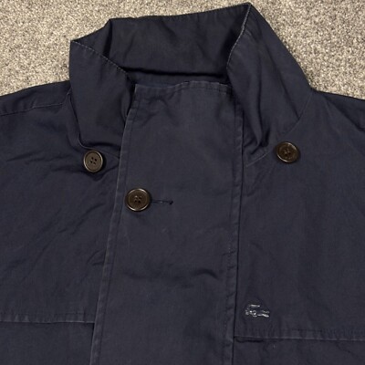 Lacoste Jacket Men Large 56 Blue Jacket Waxed Button Up Harrington Chore Pockets