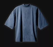 Yeezy Gap Engineered By Balenciaga Logo 3/4 Sleeve Tee Dark Blue Medium NEW