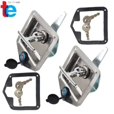 2 Trailer Door Latch T-Handle Lock Stainless Steel Keys for Camper RV Truck Tool