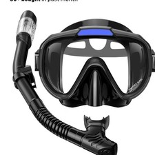 Seovediary Snorkel Set Dry Top Anti Splash Adult Mask Gear Blue Black