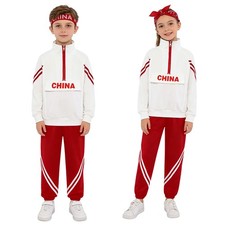 Kids Sweatsuit Long Sleeve Set Team Costume And Headgear Outfit Tracksuit 80s