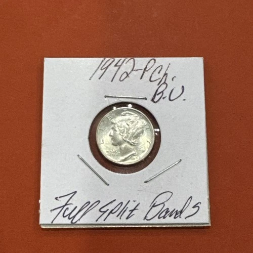 1942 P Mercury Dime Ch. BU Full Split Bands