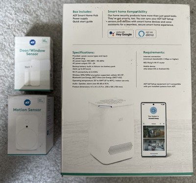 ADT SELF SETUP HUB S40LR1-01-CW-S + MOTION/DOOR/WINDOW SENSOR SSH1R0-29-S SSM1R0