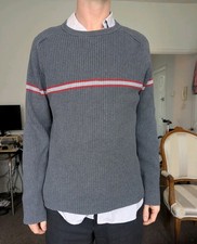 Y2k 90s Indie Mod Grey Jumper Stripe L