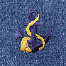 Anchor Applique Patch - Navy Embroidered Nautical & Sailing Badge 2.5" (Iron On)