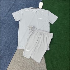 Nike Men's Gray Dri-FIT 2-Piece Set Tee  Shorts Size M Breathable