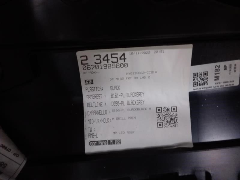 2023 MASERATI GRECALE Passenger Side Front Interior Trim Panel Black TRIM IBK 
