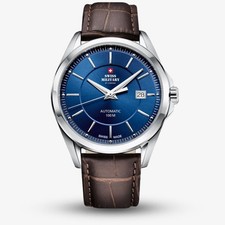 Swiss Military Mens Elegant Automatic Brown Leather Strap Watch SMA34085.15
