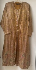 Vintage Woven Paisley Embroidered Metal Thread Fully Lined Robe/Duster S. New.