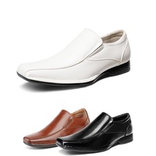 Men's Oxford Dress Shoes Square Toe Slip On Loafers Black