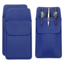 3 Pack Leather Pocket Protector, MultiPurpose Pen Pocket Holds, Dark Blue