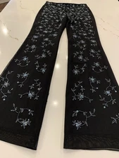 Vintage Laundry Shelli Segal Beaded Cotoure Pants Black, Gray Women’s Size 6