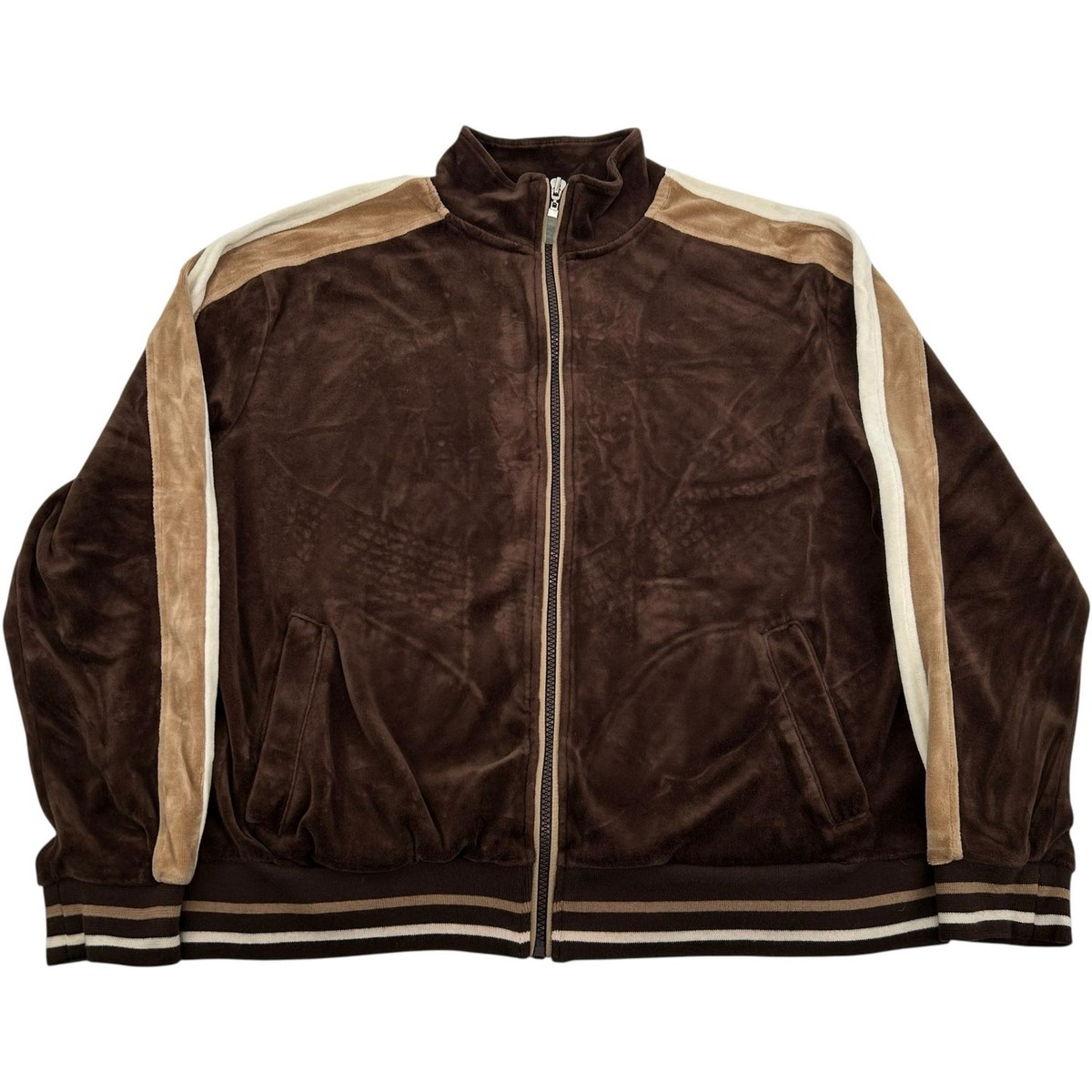 Vintage y2k Women's Brown Erika Full Zip Velour Track Jacket