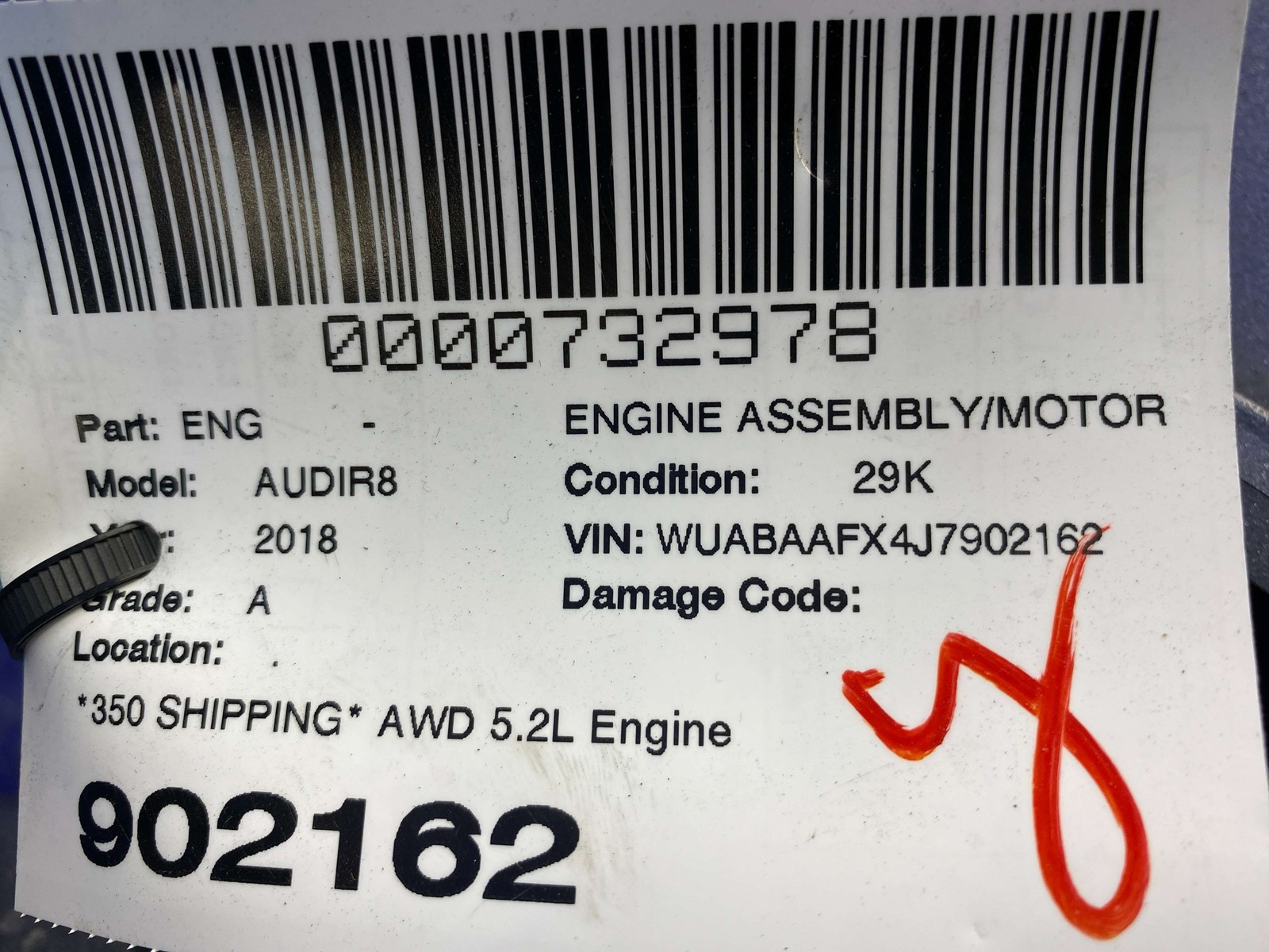 🔥**Video** 2018 AUDI R8 RWS RWD 5.2L Engine Motor Assembly *29K MILES*