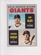 2019 Topps HERITAGE #267 GIANTS ROOKIE STARS RAY BLACK / STEVEN DUGGAR