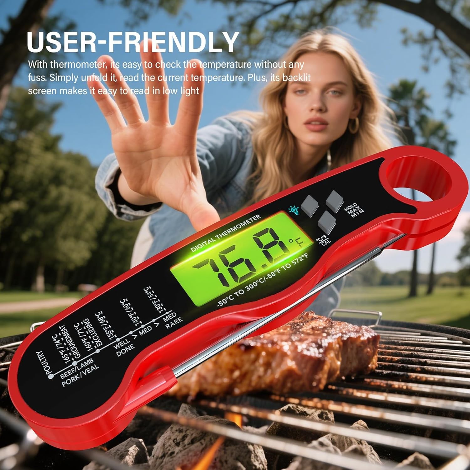 Meat Thermometer Digital - Instant Read Waterproof Food Thermometer